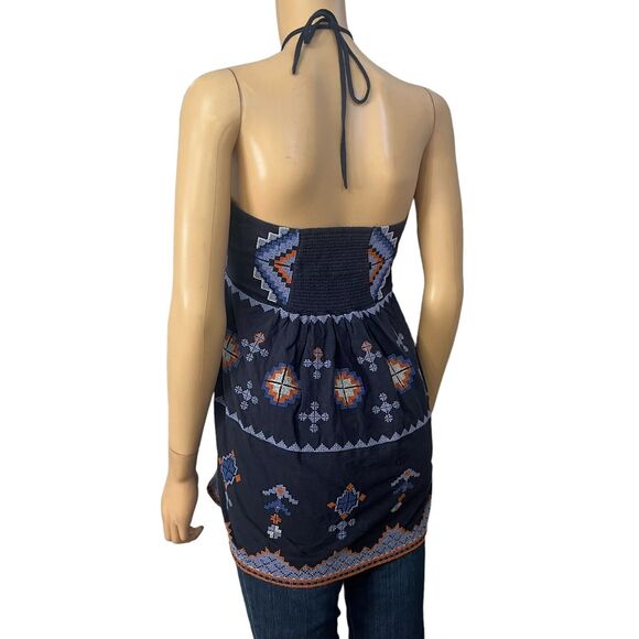 Anthropologie Asha Halter Top Tank Boho Peplum Embroidered - Picture 4 of 8